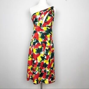 Paula Hian Designer Silk Dress One Shoulder 4 NWT